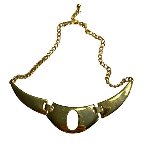 Celebrity brand choker necklace vintage 1980s omega style mod goldtone jewelry - Picture 8 of 8
